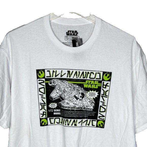 Star Wars T Shirt Mens 2X White Black Millennium Falcon Mad Engine Nerd Geek - Picture 4 of 5